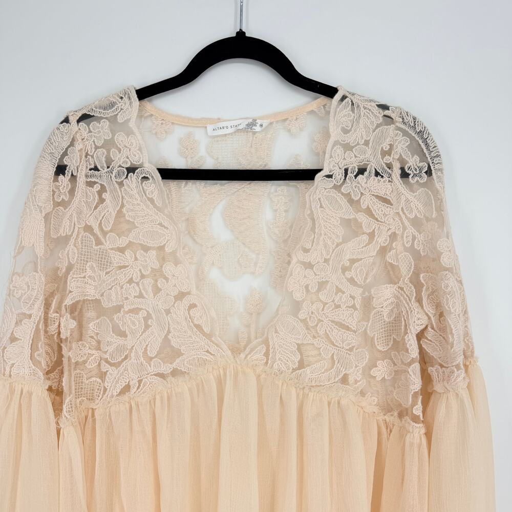 Altar’d State Cream Sheer Rosemary Lace Ethereal Tunic Top Womens Medium - Picture 11 of 13